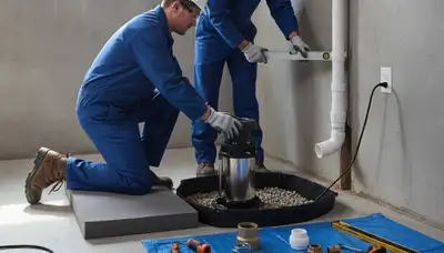 Fort Lauderdale plumber installing sump pump to protect homes from heavy rain and flooding
