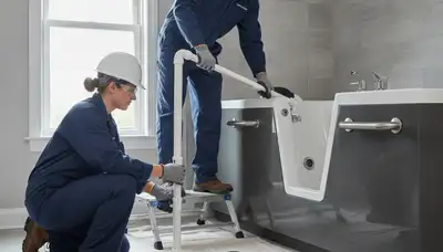 Fort Lauderdale, FL plumbers installing a walk-in tub for safer bathroom access