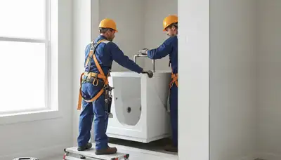 Fort Lauderdale, FL plumber installing a walk-in tub for safe, accessible home bathing