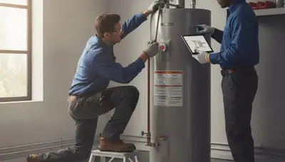 Fort Lauderdale, FL plumber repairing a home water heater for fast emergency service