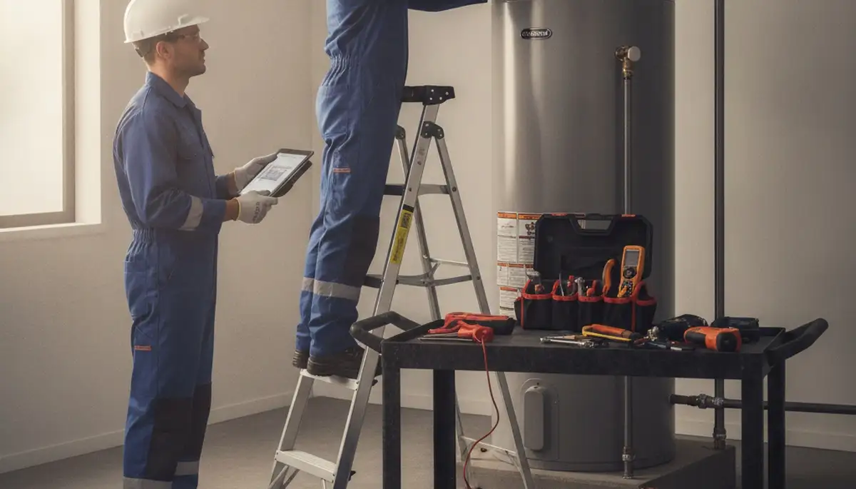 Fort Lauderdale, FL plumber repairing a home water heater for fast emergency hot water service